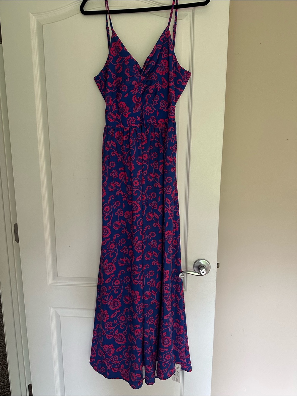 Cupshe Blue Maxi Dress with Pink Floral Print